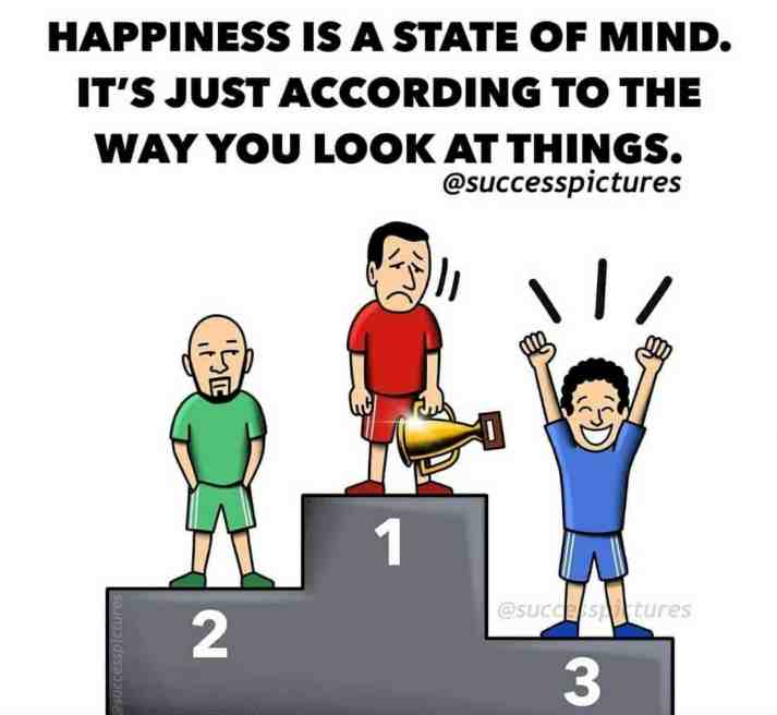 Happiness is a state of mind it's just according to the way you look at things.